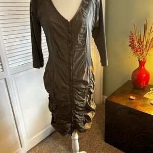 XCVI olive green ruched bodycon dress